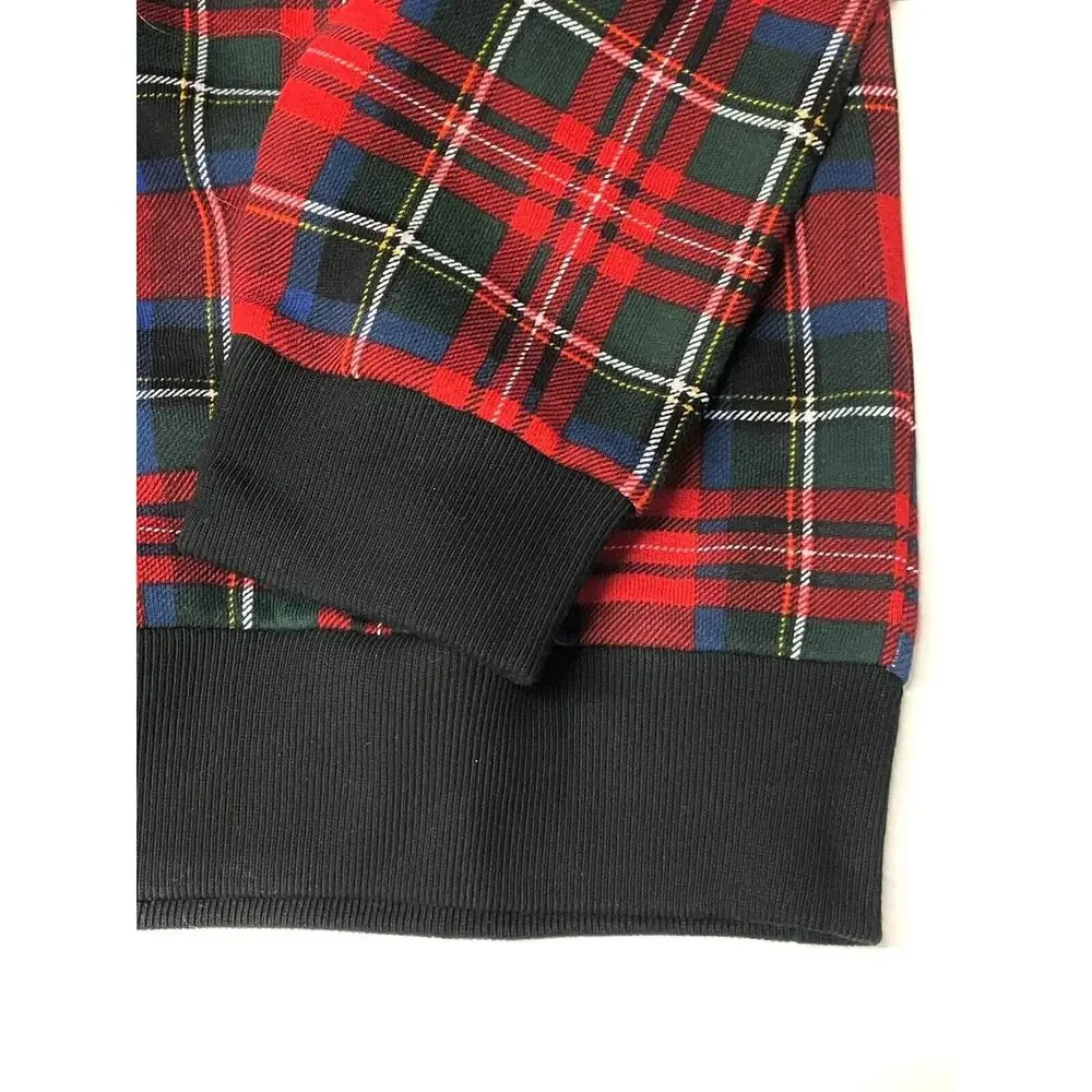 Polo Ralph Lauren Red Green Plaid Sweatshirt Mens Sz M Tartan Buffalo Check Med